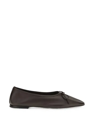 Dear Frances Gala Bow-detail Leather Ballet Flats In Brown