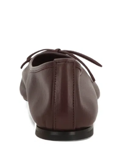 Dear Frances Gala Bow-detail Leather Ballet Flats In Brown