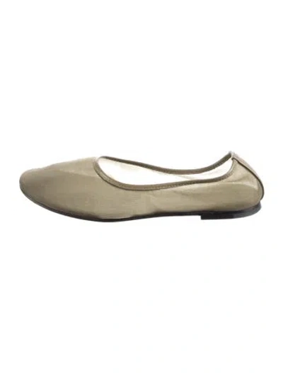Pre-owned Dear Frances Grosgrain Trim Ballet Flats In Green