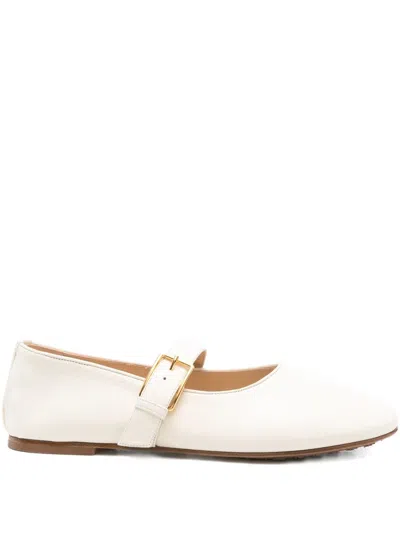 Dear Frances Leather Ballet Flats In Neutral