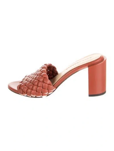 Pre-owned Dear Frances Leather Braided Accents Slides In Red