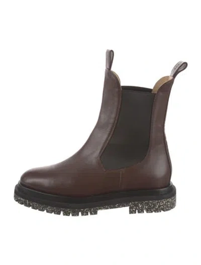 Pre-owned Dear Frances Leather Chelsea Boots In Burgundy