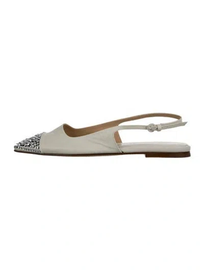 Pre-owned Dear Frances Leather Colorblock Pattern Slingback Flats In Neutral