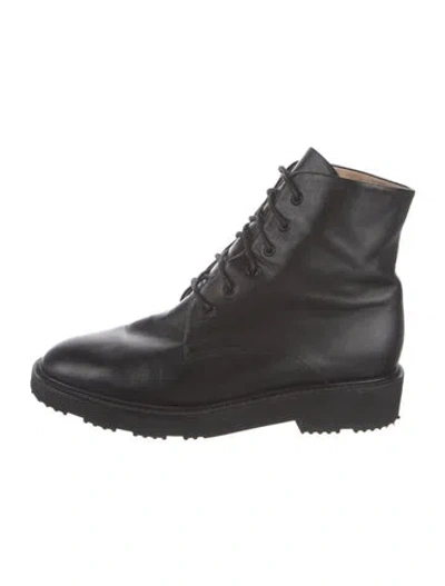 Pre-owned Dear Frances Leather Combat Boots In Black