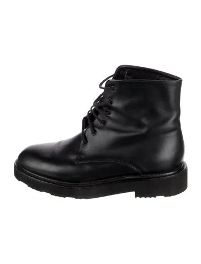 Pre-owned Dear Frances Leather Combat Boots In Black