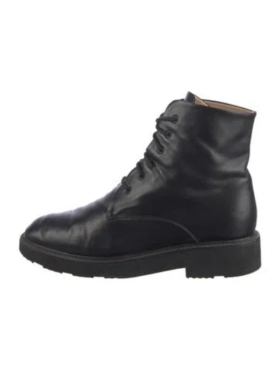 Pre-owned Dear Frances Leather Combat Boots In Black