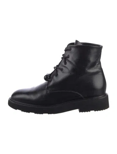 Pre-owned Dear Frances Leather Combat Boots In Black