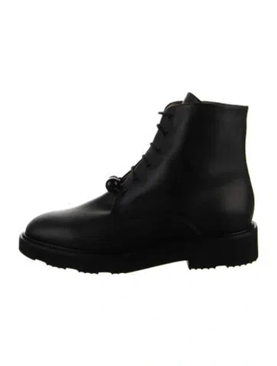 Pre-owned Dear Frances Leather Combat Boots In Black