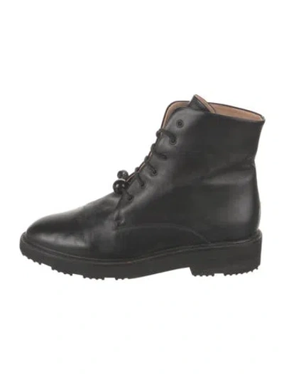 Pre-owned Dear Frances Leather Combat Boots In Black