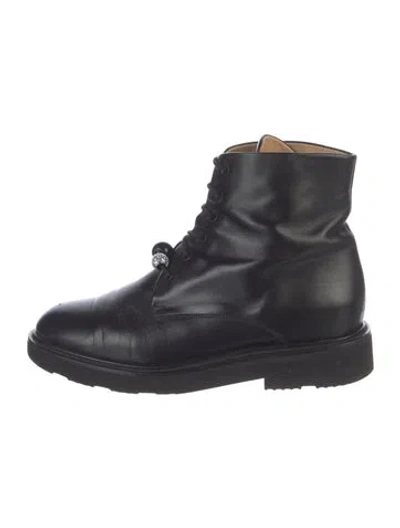 Pre-owned Dear Frances Leather Combat Boots In Blue