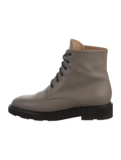 Pre-owned Dear Frances Leather Combat Boots In Gray