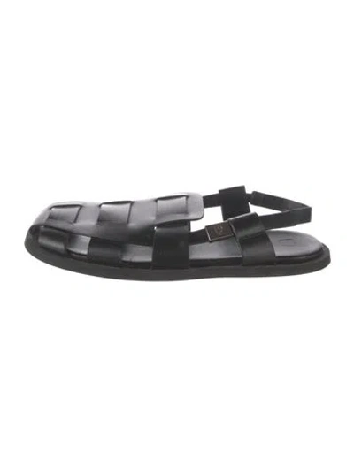 Pre-owned Dear Frances Leather Flats In Black