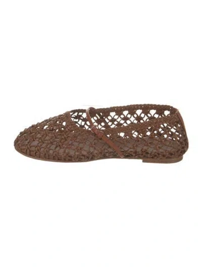 Pre-owned Dear Frances Leather Flats In Brown