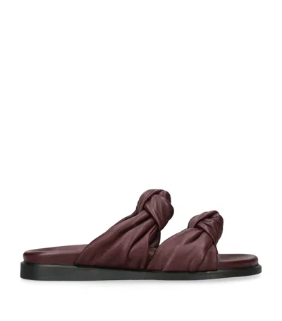 DEAR FRANCES LEATHER KNOT-STRAP TYE SLIDES