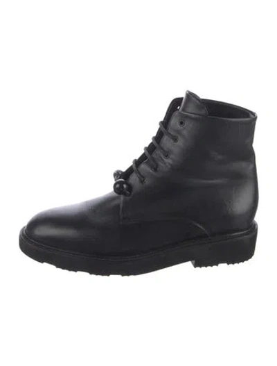 Pre-owned Dear Frances Leather Lace-up Boots In Black