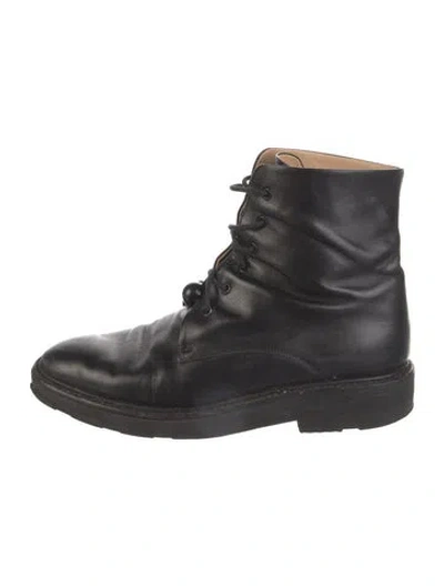 Pre-owned Dear Frances Leather Lace-up Boots In Black