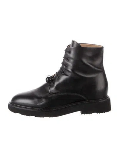 Pre-owned Dear Frances Leather Lace-up Boots In Black
