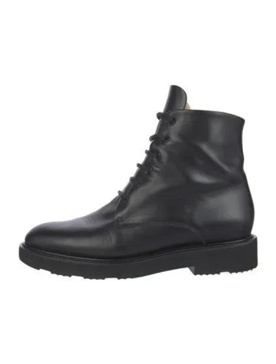 Pre-owned Dear Frances Leather Lace-up Boots In Black