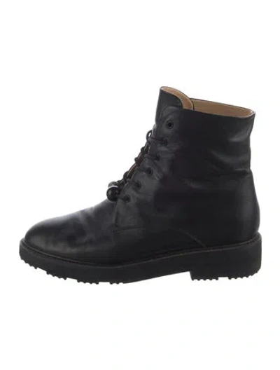 Pre-owned Dear Frances Leather Lace-up Boots In Black