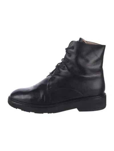 Pre-owned Dear Frances Leather Lace-up Boots In Black