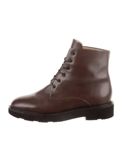 Pre-owned Dear Frances Leather Lace-up Boots In Brown