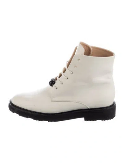 Pre-owned Dear Frances Leather Lace-up Boots In Neutral