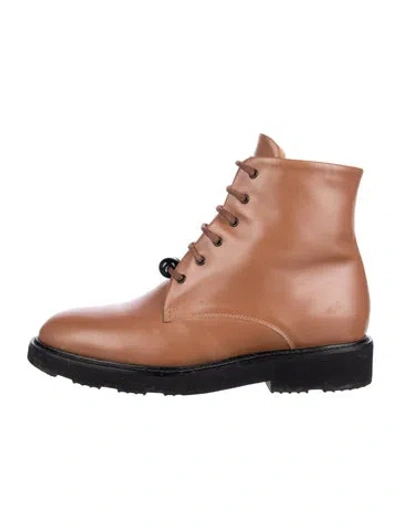 Pre-owned Dear Frances Leather Lace-up Boots In Neutrals
