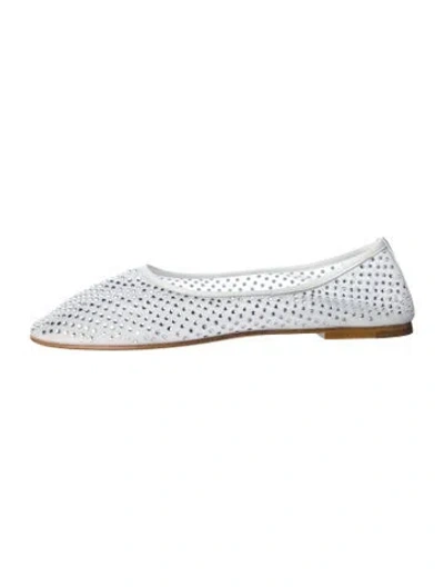 Pre-owned Dear Frances Leather Mesh Accents Flats W/ Tags In Silver