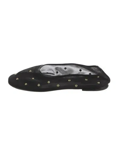 Pre-owned Dear Frances Leather Polka Dot Print Ballet Flats In Black