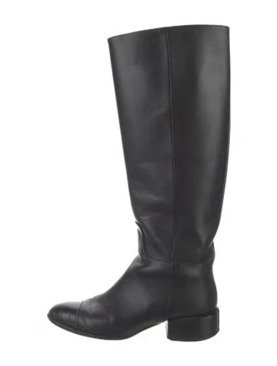 Pre-owned Dear Frances Leather Riding Boots In Black