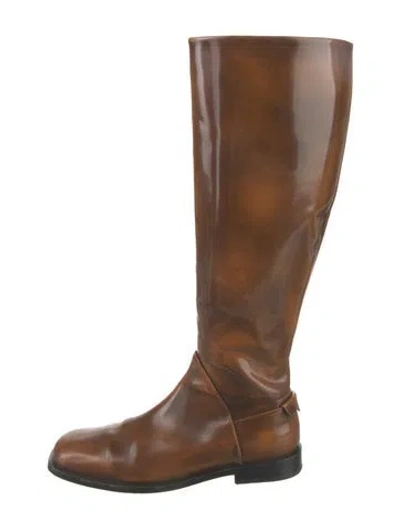 Pre-owned Dear Frances Leather Riding Boots In Brown