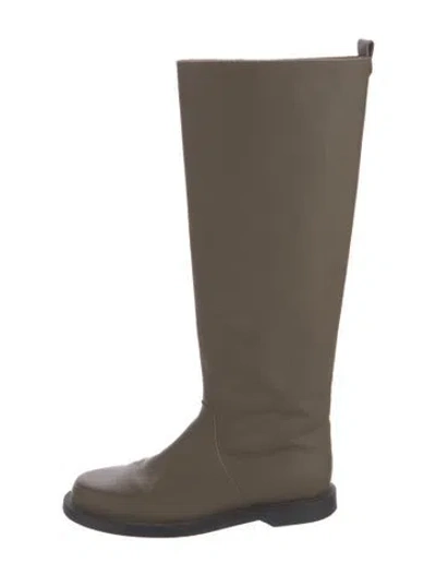Pre-owned Dear Frances Leather Riding Boots In Grey