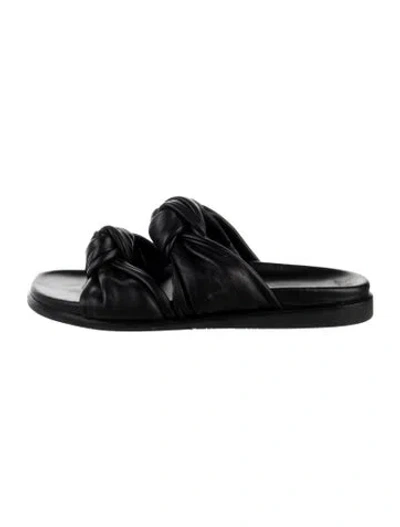 Pre-owned Dear Frances Leather Slides In Black