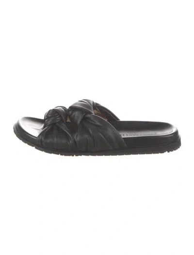 Pre-owned Dear Frances Leather Slides In Black