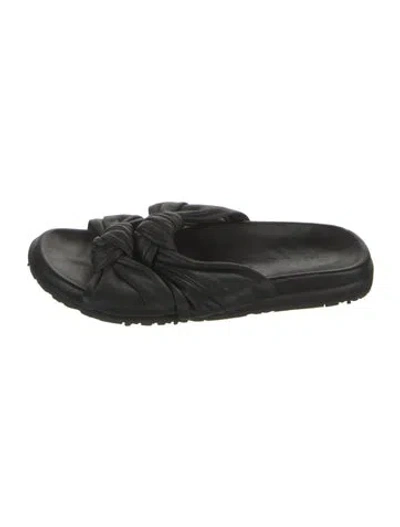 Pre-owned Dear Frances Leather Slides In Black