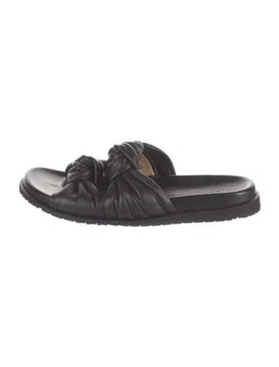 Pre-owned Dear Frances Leather Slides In Black