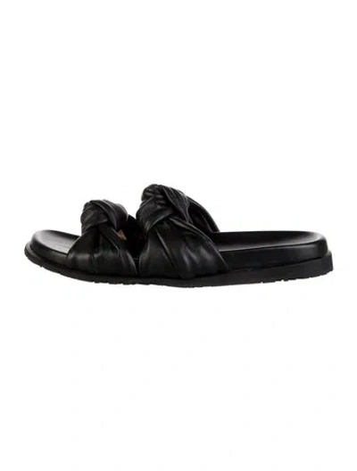 Pre-owned Dear Frances Leather Slides In Black