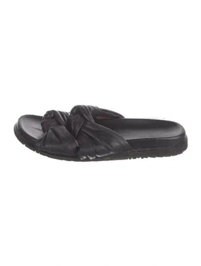 Pre-owned Dear Frances Leather Slides In Black