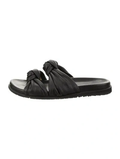 Pre-owned Dear Frances Leather Slides In Black