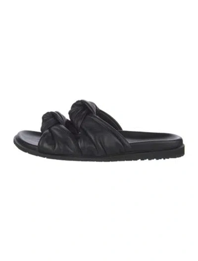Pre-owned Dear Frances Leather Slides In Black