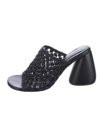 Pre-owned Dear Frances Leather Slides In Black