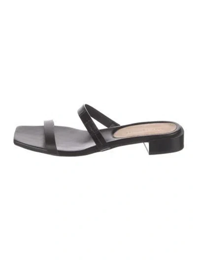 Pre-owned Dear Frances Leather Slides In Black