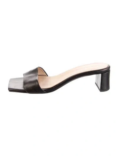 Pre-owned Dear Frances Leather Slides In Black