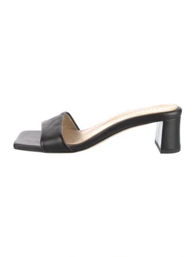 Pre-owned Dear Frances Leather Slides In Black