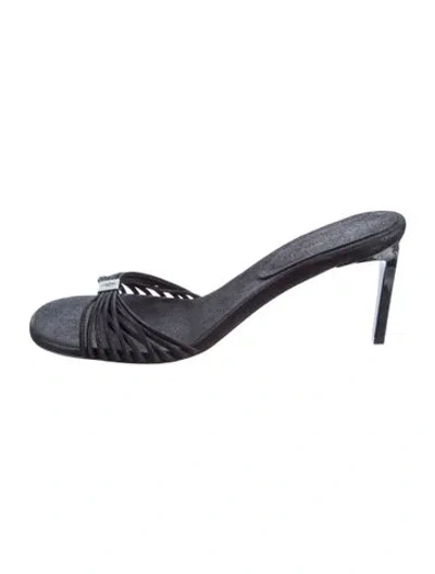 Pre-owned Dear Frances Leather Slides In Black