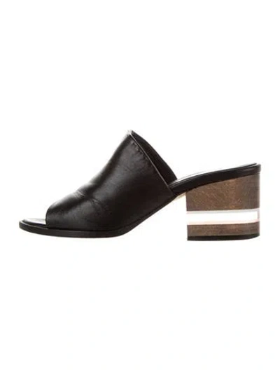 Pre-owned Dear Frances Leather Slides In Black
