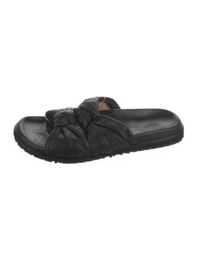 Pre-owned Dear Frances Leather Slides In Black