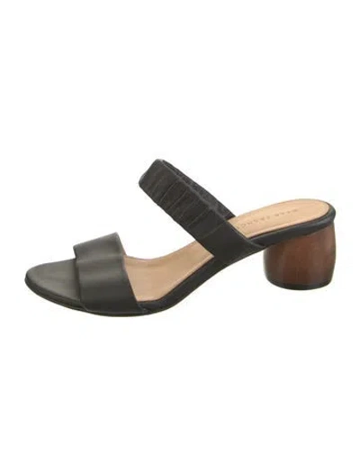 Pre-owned Dear Frances Leather Slides In Black