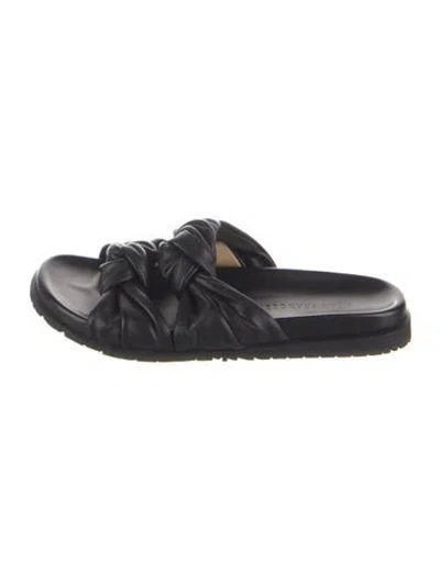 Pre-owned Dear Frances Leather Slides In Black