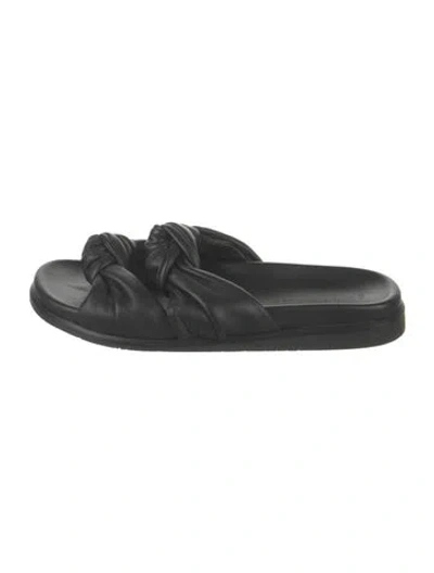 Pre-owned Dear Frances Leather Slides In Black